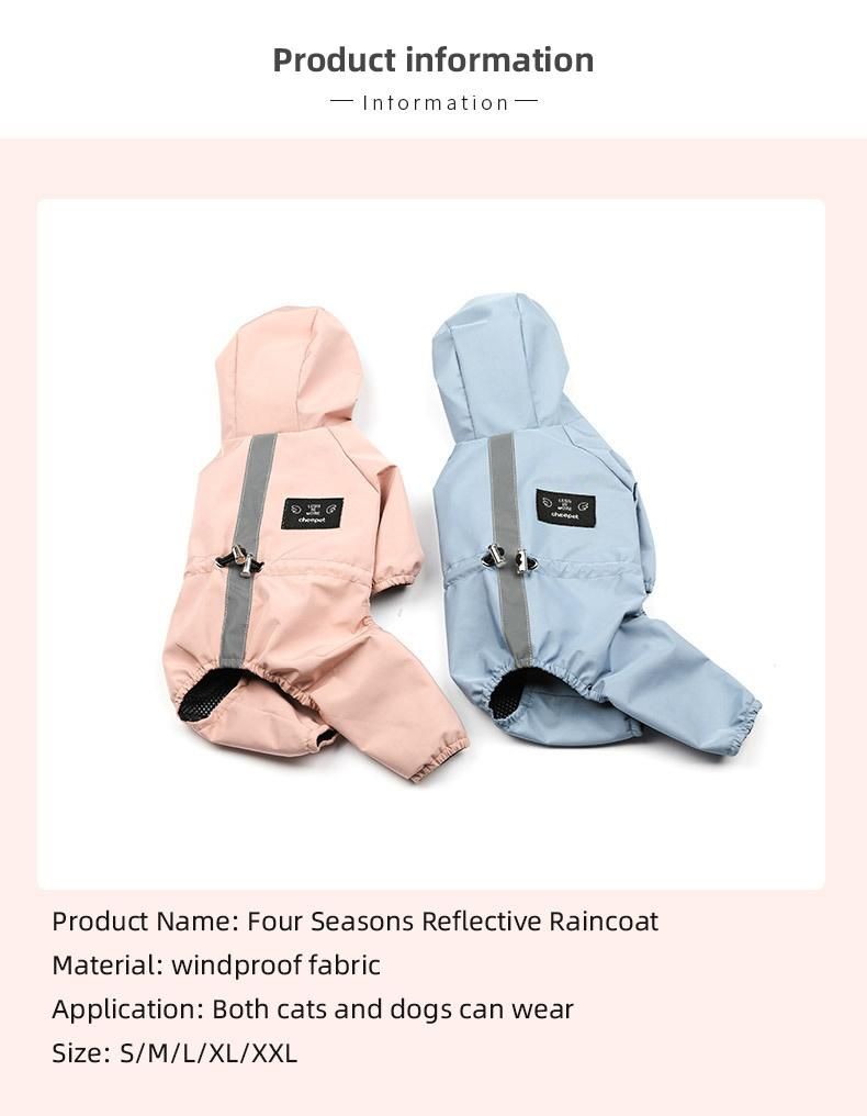 Windproof and Waterproof Pet Raining Jacket Portable Large Dog Raincoat Reflective Large Dog Clothes Hoodie Pet Dog Raincoat