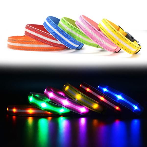 New Arrival LED Light-up Dog Collar Reflective Adjustable Dog Collars LED Pet Collar/Factory Price