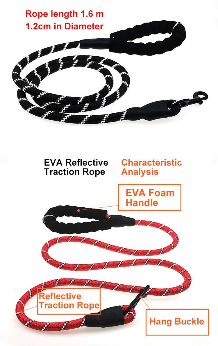 Amazon Hot Selling Reflective Nylon Rope Dog Traction Rope Braided Climbing Rope Dog Lead Dog Leash