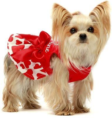 Ropa PARA Mascotas Factory Direct Sale Pet Summer Dog Cute Print Dress Bow Dress Heart Stripe Dress