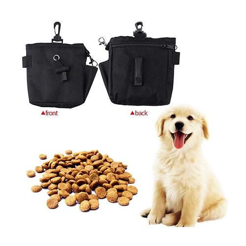 Dog Treat Bag, Pet Obedience Training Waist Pouch Small Dog Bait Holder with Poo Bags Dispenser Animal Walking Snack Container for Dogs