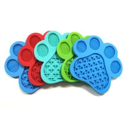 Newest Paw Shape Silicone Pet Dog Lick Mat for Bath Distraction Easy Grooming Slow Feeder Bowl with Suction Cups