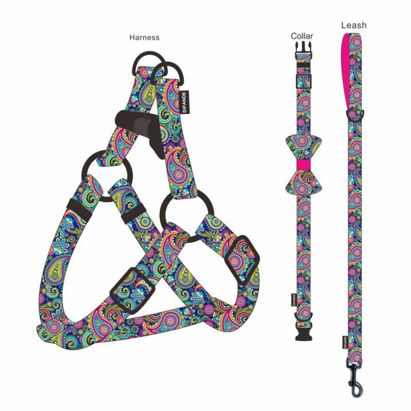 OEM Accept Adjustable Adjustable Reversible Designer Soft Collar Leash Dog Pet Harness Set
