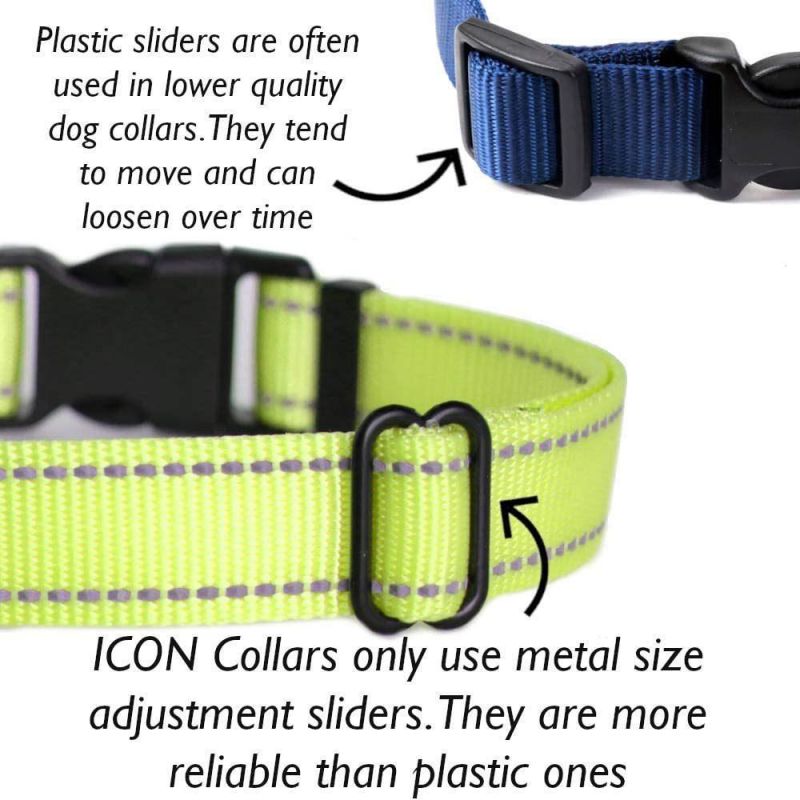 Reflective Nylon Dog Collar for Small Medium Large Sizes