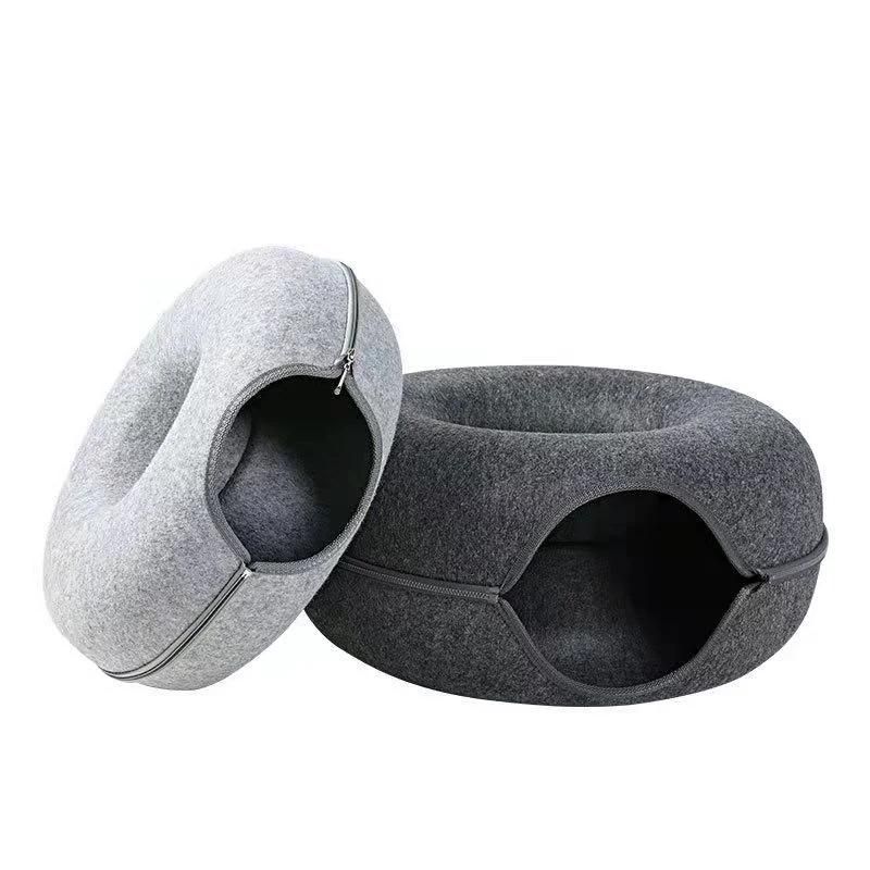 Soft Plush Warm Round Plush Fluffy Donut Pet Beds Cushion Sofa Cat Dog Bed