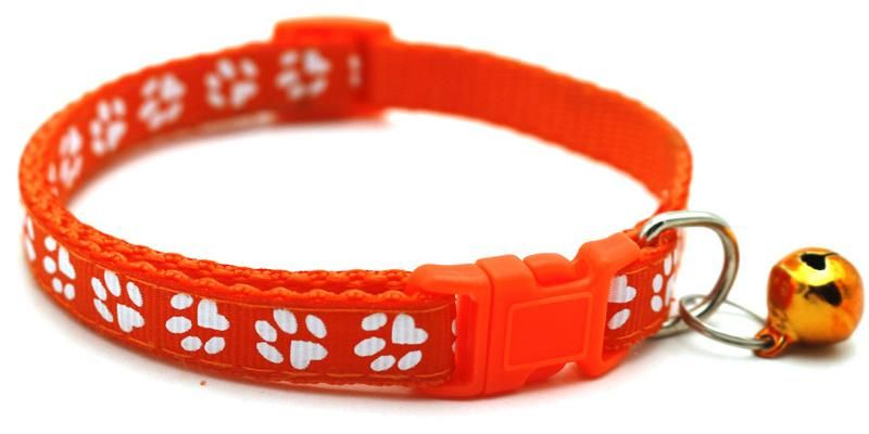 Manufacturer Wholesale Multi-Colors Paw Print Adjustable Nylon Cat Dog Collar with Bell