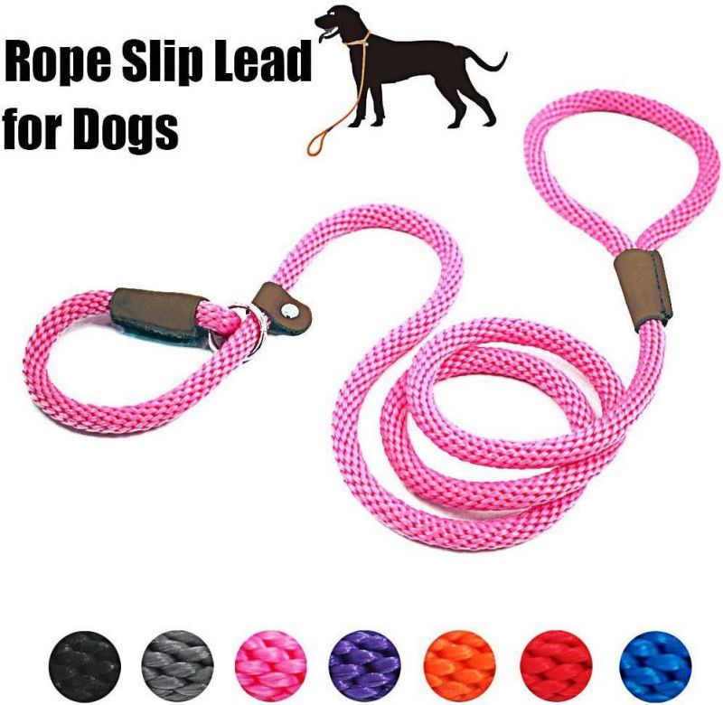 Dog Leash Slip Rope Lead Leash Strong Heavy Duty Braided Rope No Pull Training Lead