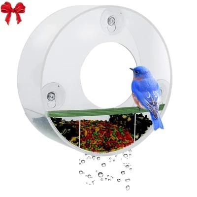 Acrylic Window Bird Feeder with 3 Super Strong Suction Cups Removable Seed Tray