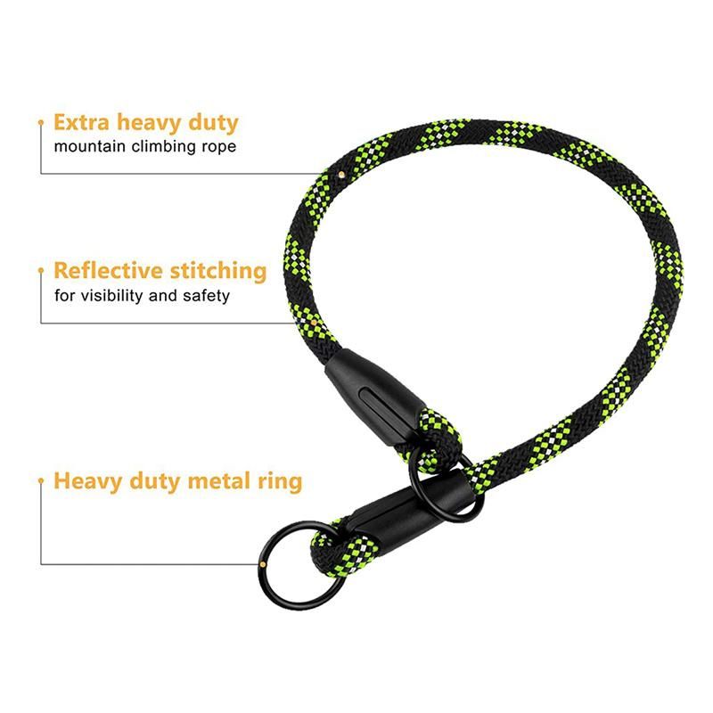 Slip Rope Dog Collar Prevent Suffocation Reflective Pet Collars for Small Medium Large Dogs