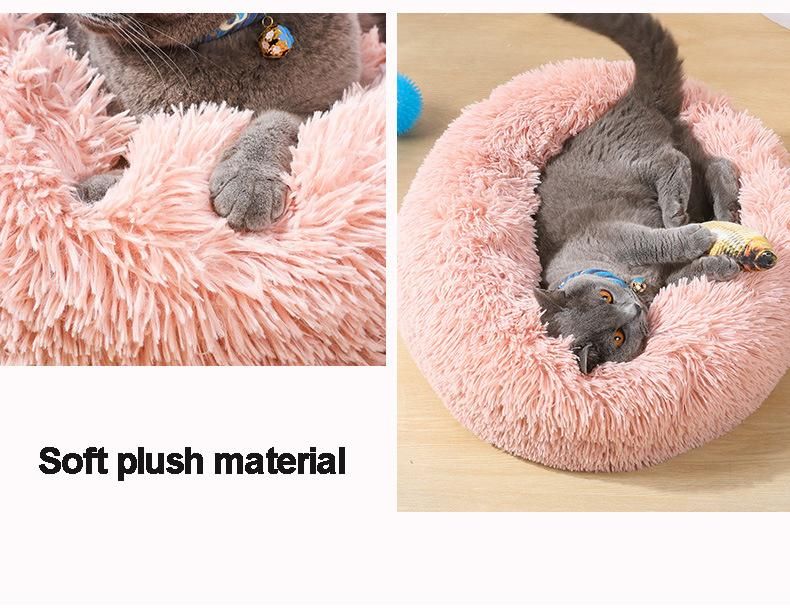 Customize OEM ODM Comfortable Washable Multi-Color Donut Round Plush Cat Bed