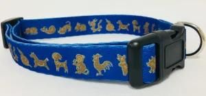 Dog Collar, Pet Collar, Cat Collar, Pattern Collar (art: royal blue zodiac)