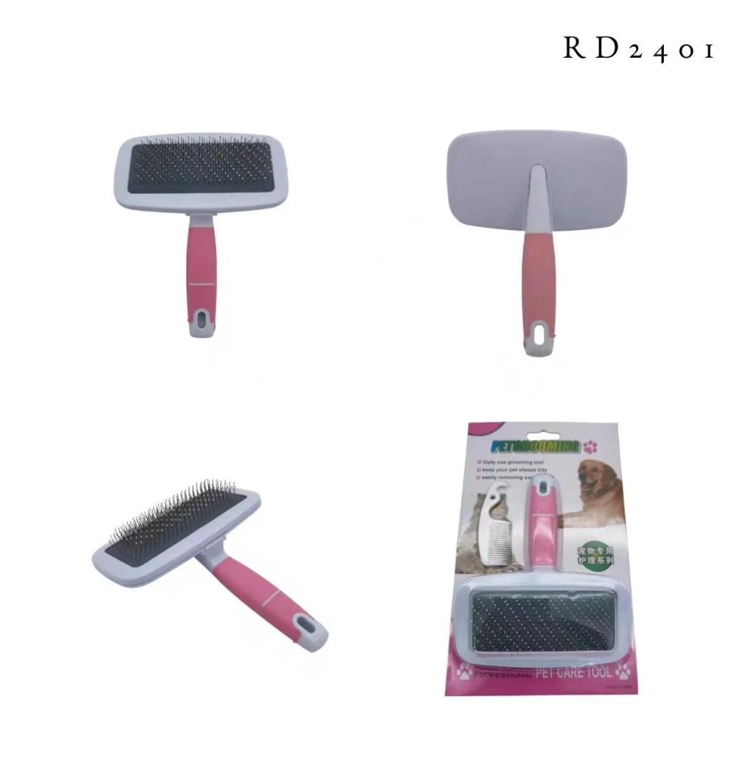 Pet Groomer Grooming Hair Removal Self Cleaning Slicker Brush for Dogs and Cats Pink-L