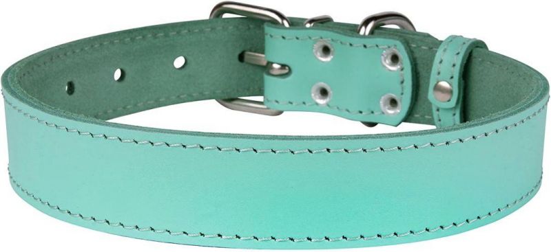 Pink Red Blue Green Turquoise White Yellow Leather Dog Collar