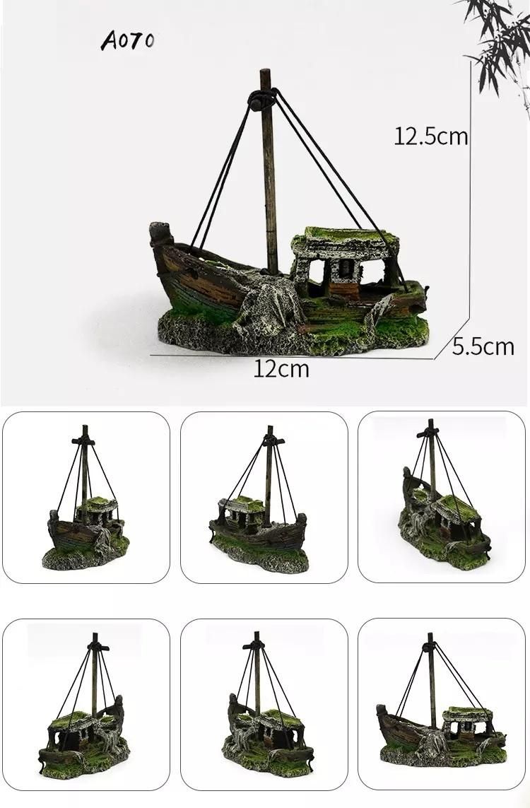 Aquarium Decoration Simulation Shipwreck Landscaping Plastic Fish Tank Ornaments