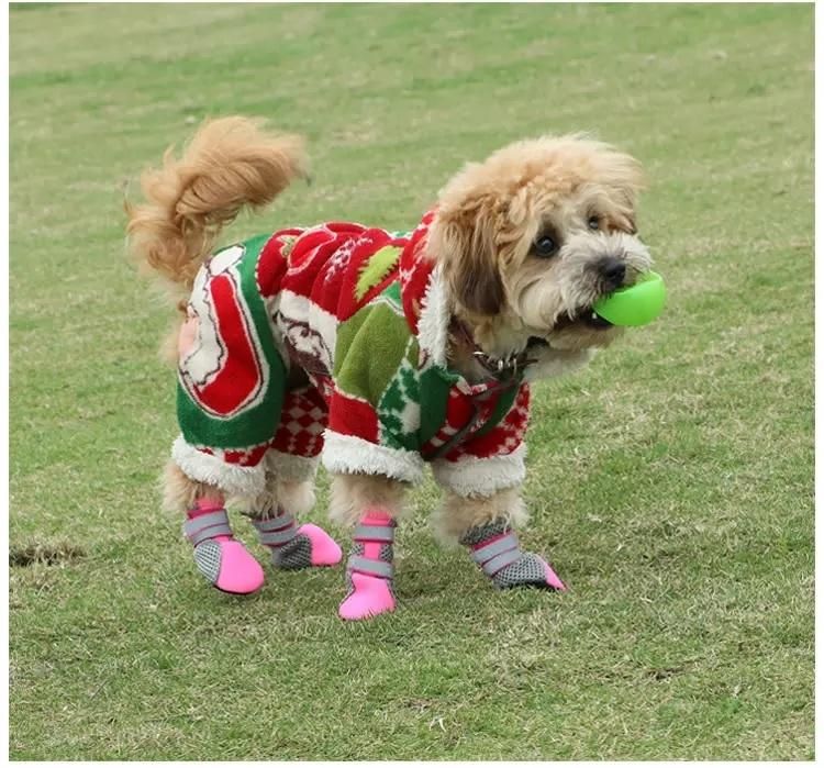 Dog Boots Paw Protector, Anti-Slip Breathable Dog Shoes for Small Medium Dogs with Reflective Straps, Waterproof Puppy Booties 4PCS