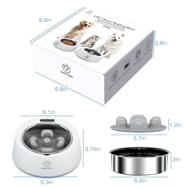 Amazon Best Selling Smart Stainless Steel Weighting Slow Feeder Dog Bowl Water Bowl