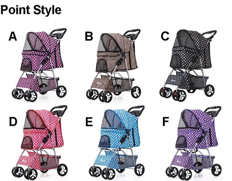 Multi-Colors Pet Carrier Stroller Lightweight 4 Wheels One Hand Fold up Dog Stroller