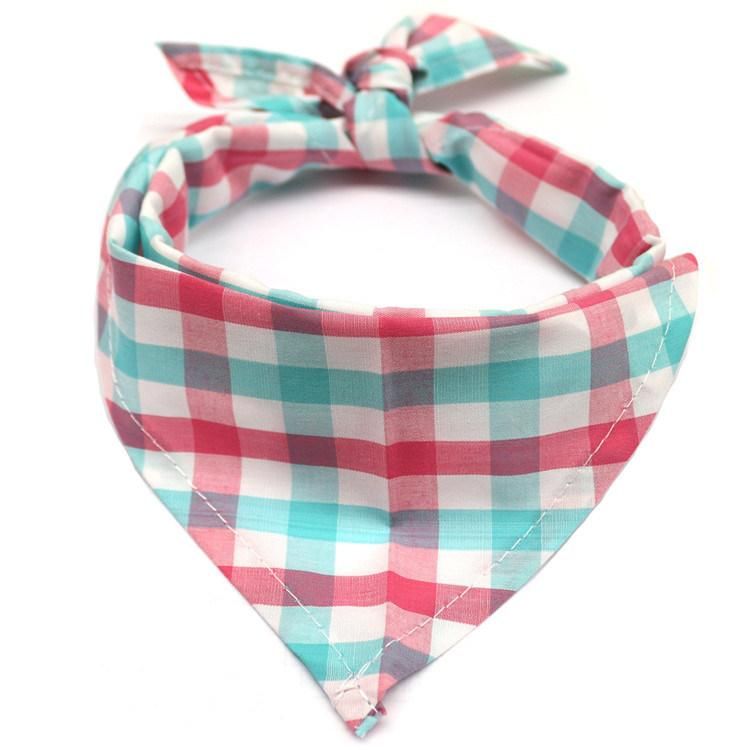 Spring Summer Dog Cat Classic Checkered Saliva Towel Plaid Bandana