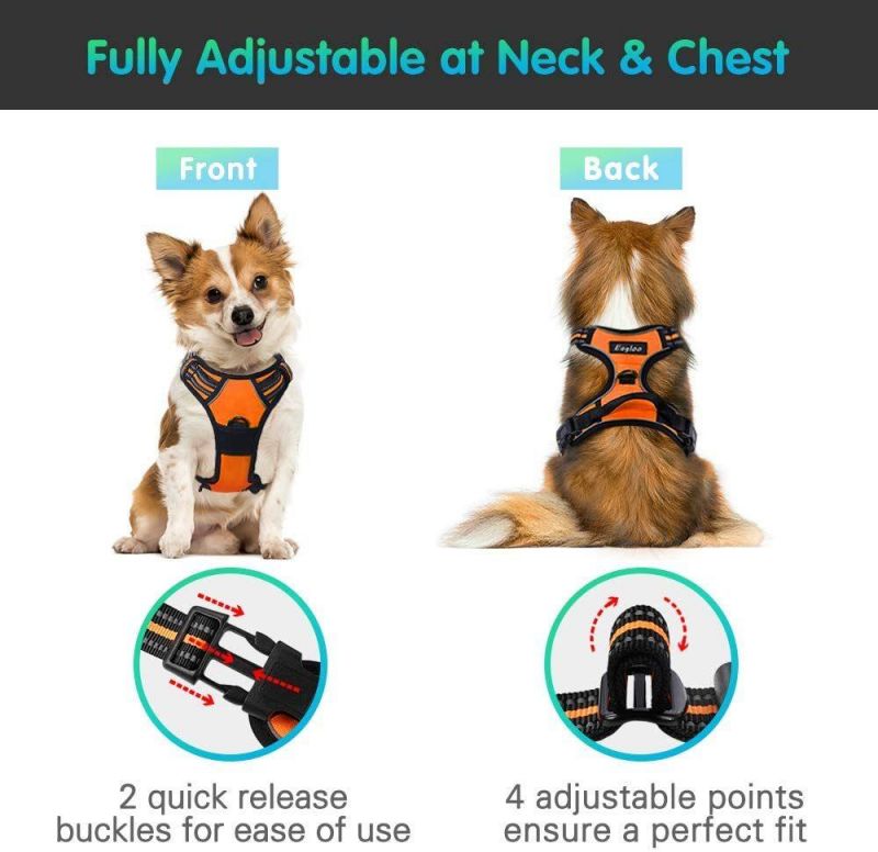 Adjustable Reflective Breathable Oxford Soft Dog Harness Easy Control Front Clip for Small Medium Large Dogs