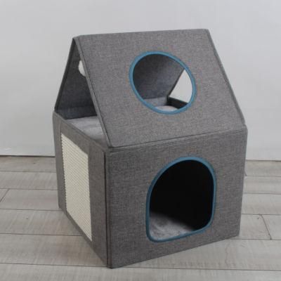 Cat Cave and Cat Condo with Plush Ball and Sisal Mat Folding Pet Bed Sleeping Cats and Small Dogs
