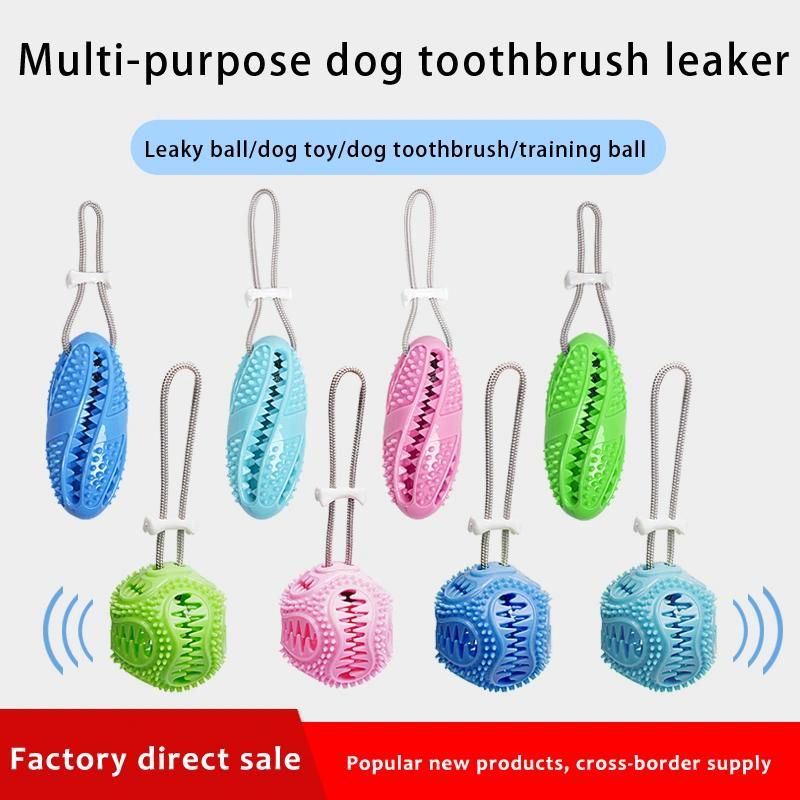 Pet Soft TPR Chewing Toy Ball Durable Biting Bell Ball Teeth Cleaning Food Leakage Ball