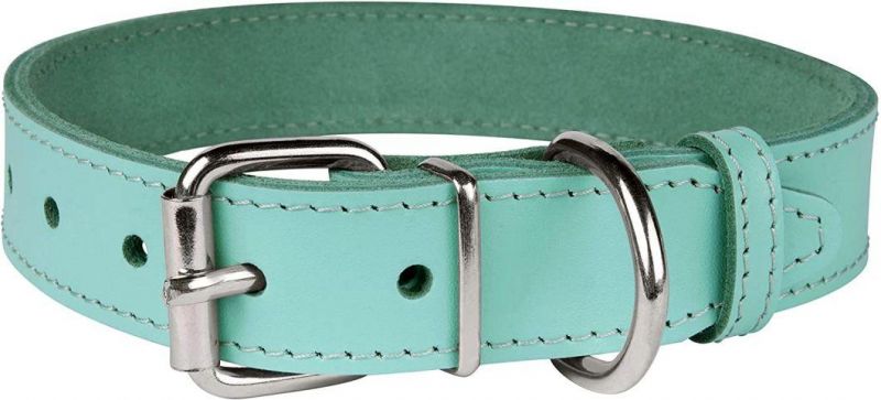 Pink Red Blue Green Turquoise White Yellow Leather Dog Collar
