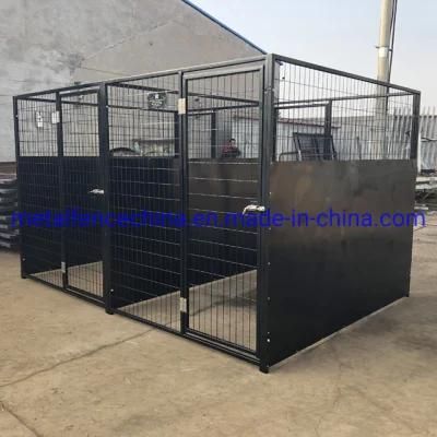 Black Powder Coated Indoor / Outdoor Dog Boarding Kennels.