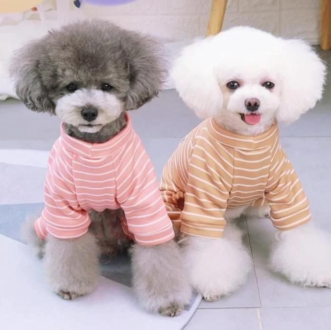 Pet Clothes Dog Clothes Autumn Winter Teddy Small Dog Pet Winter Stripe Dog Home Clothes