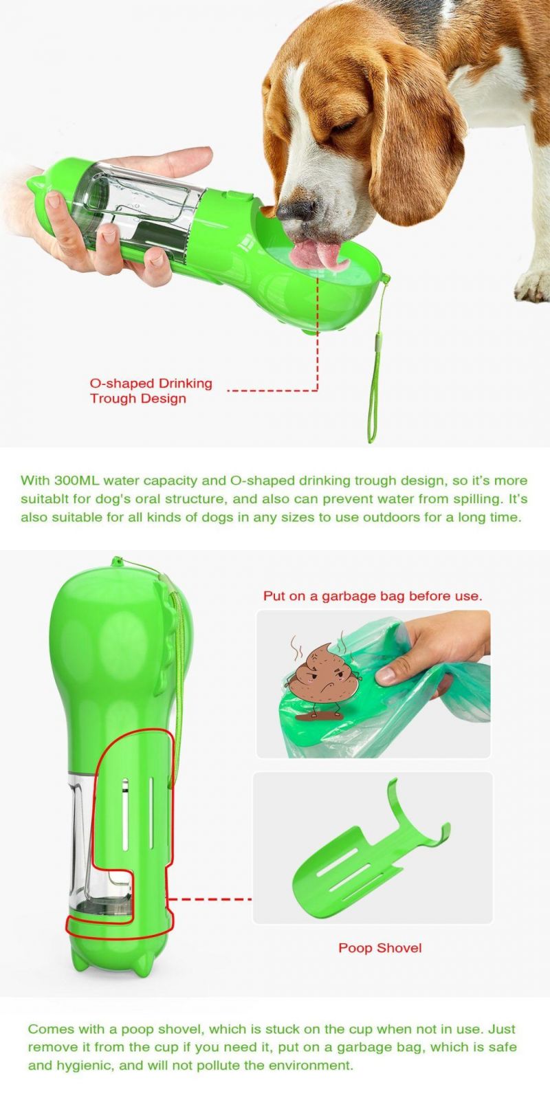 New Design Iron Plastic Cups Leak Proof Dog Portable Travel Pet Water Bottle