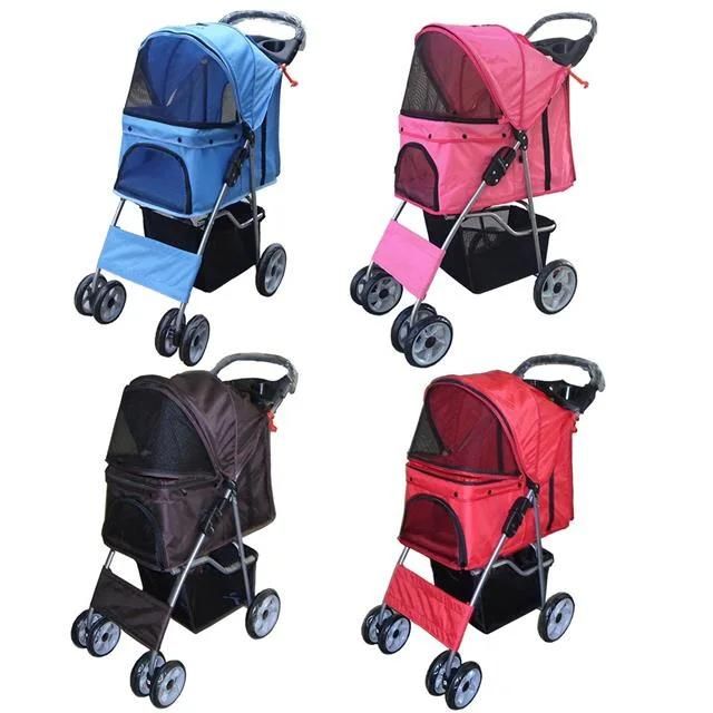 Pet Trolley Dog Stroller Folding 4 Wheel Travel Pet Carrier Strollers