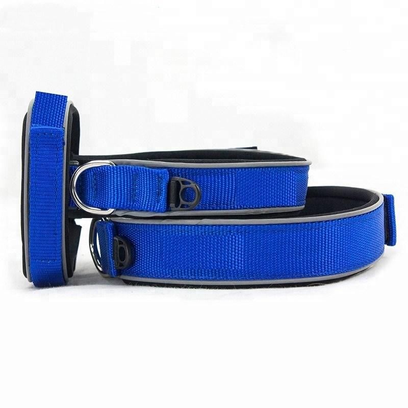 Nylon Reflective Strap Dog Collar with Soft Padded for Medium and Large Dog Training