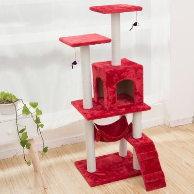 Cat Tree Apartment with Sisal Railing Sisal Rope Scraper Deluxe Double Room Cat Tower Furniture with Balls Kitten Play House
