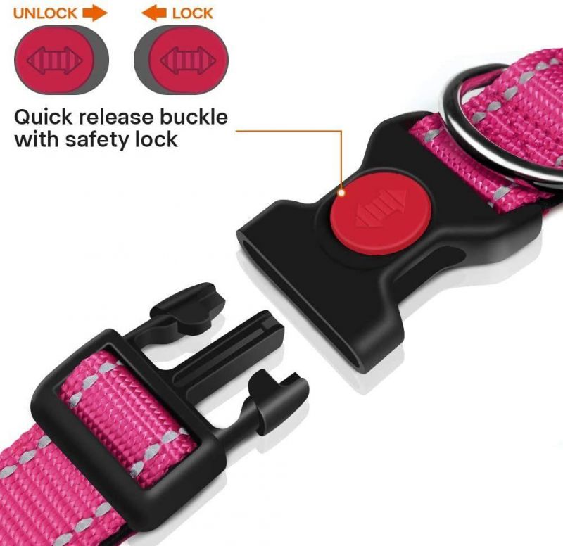 Reflective Dog Collar with Safety Locking Buckle