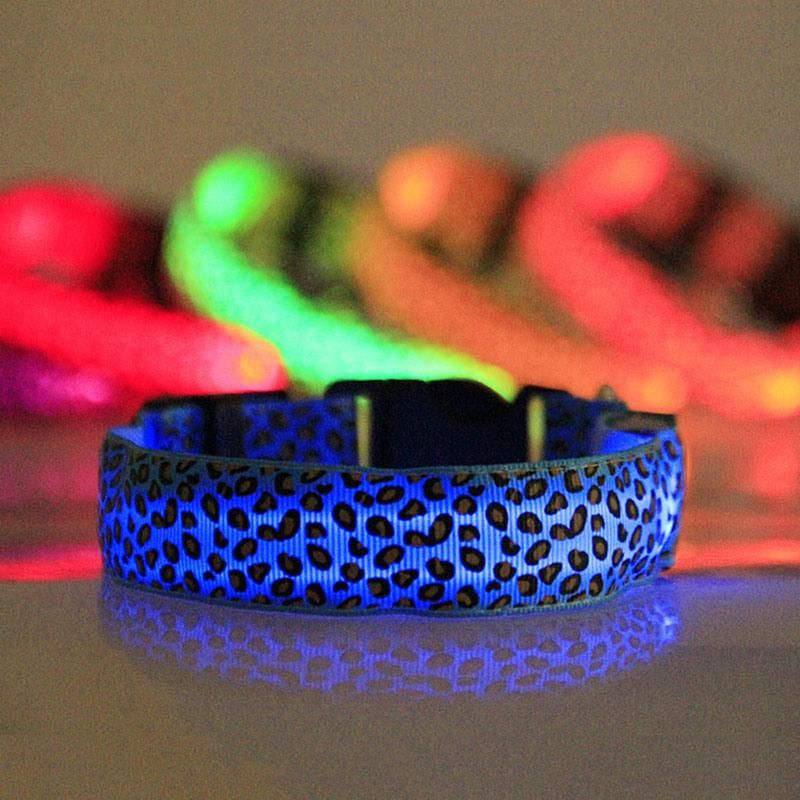 Nylon Leopard Spots Luminous LED Dog Collar Pet Products