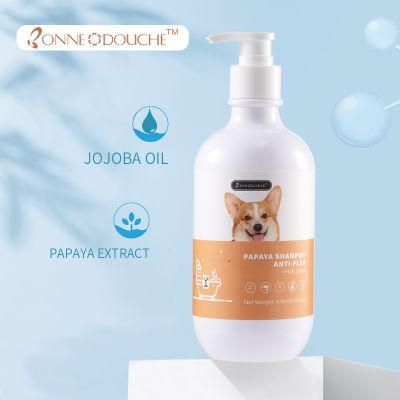 Hot Sales Papaya Prevent Mite Shiny Fur Dog Shampoopet Product 470ml