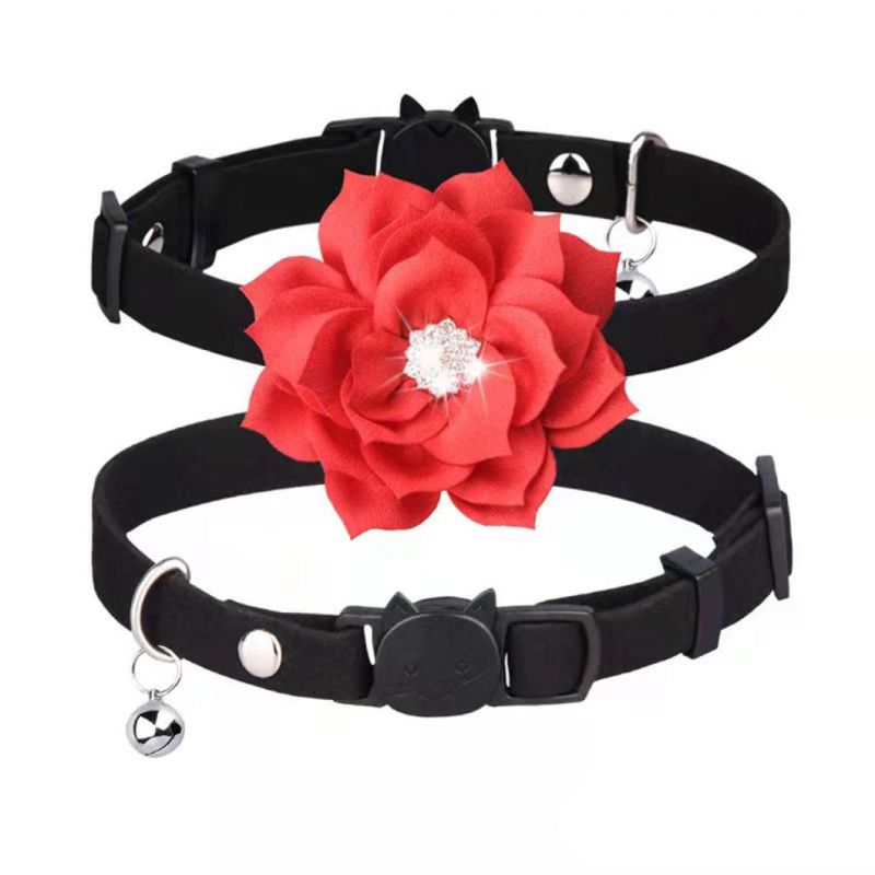 fashion Cat Collar with Beautiful Flower and Sparkling Rhinestone