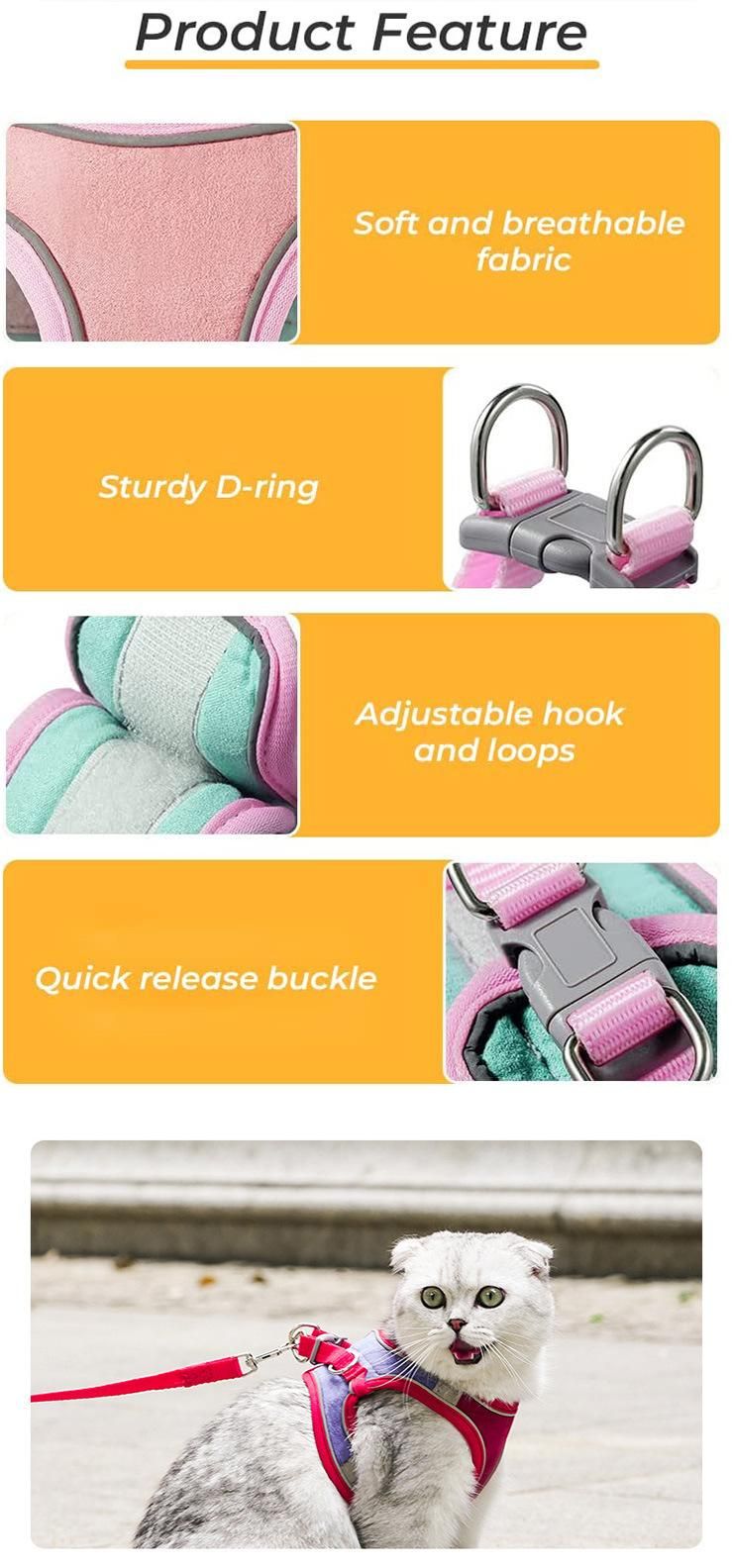 Factory Supply Dog Harness and Leash Set Breathable Dog Vest