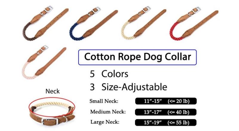 Luxury Leather Cotton Rope Dog Collar