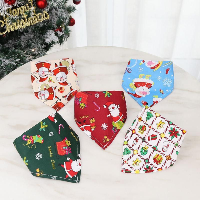 Cotton Christmas Triangular Saliva Towel Dog Bandana Scarf