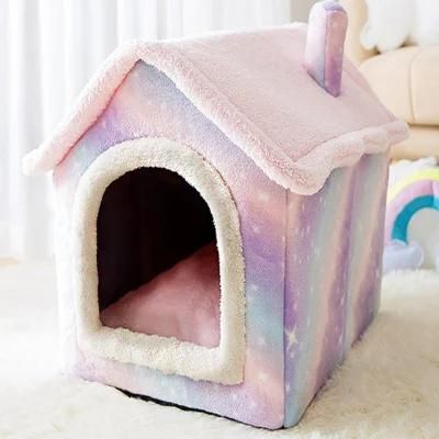 Removable Pet Cushion Waterproof Pet Cats Bed Fluffy Fur Donut Cat Bed