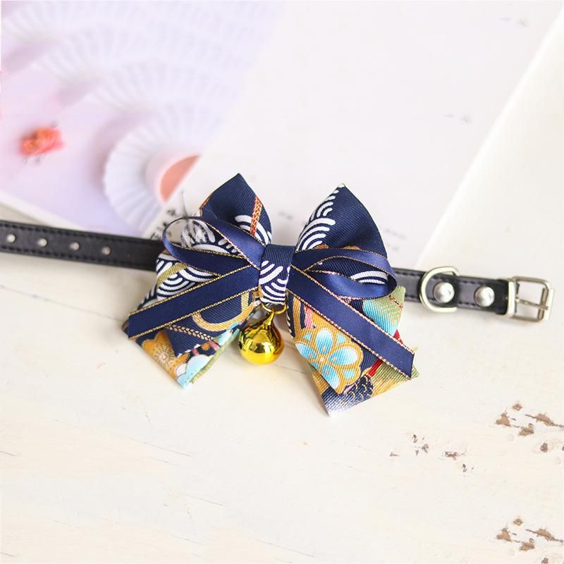 Wholesale Pet Accessories Luxury Cat Bow Collar Bells Adjustable Kitten Dog Puppy Collar