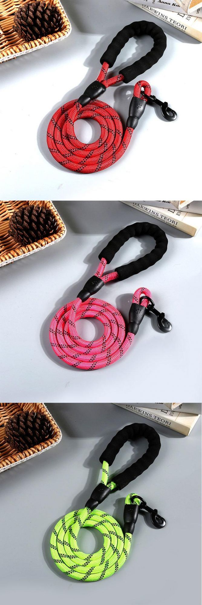 Large Dog Rope Reflective Leash Walking Pet Collar Traction Round Climbing Nylon Traction Leash