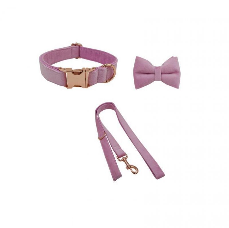 Velvet Dog Collar and Leash Set, Soft & Comfy Adjustable Dog Collar