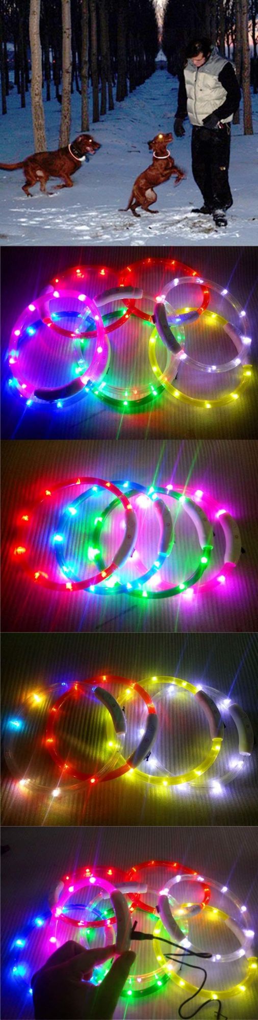 USB Rechargeable Waterproof Luminous Silicone LED Dog Collar