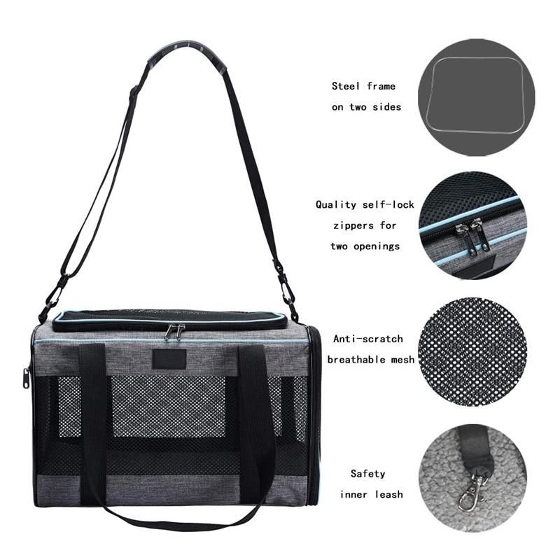 Customized Airline Approved Travel Pet Bag for Medium Puppy and Cats Handle Bag Soft Sided Collapsible Pet Carrier Bag