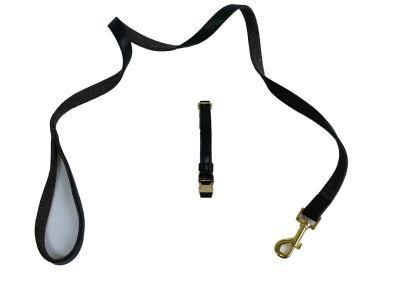Factory Customized Microfiber Black Two Piece Set, Dog Collar+Dog Leash