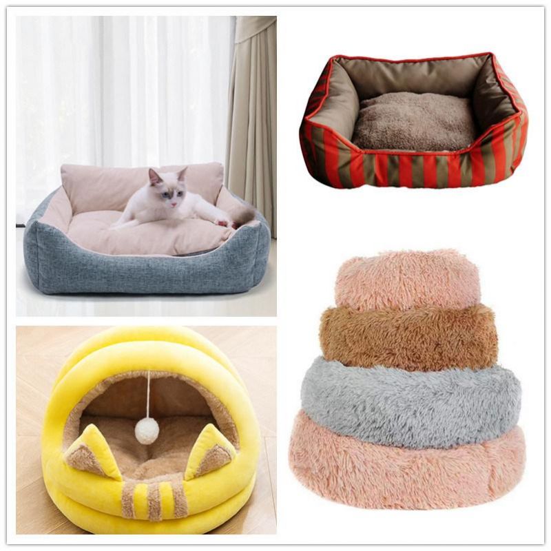 Donut Cuddler Soft Plush Round Washable Removable Cover Cat Bed