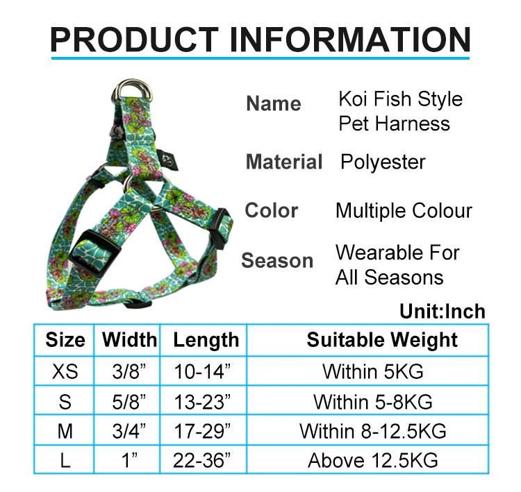 2021 Factory OEM Customized Custom Logo Print Pattern Adjustable Pet Dog Harnesses Leash Set