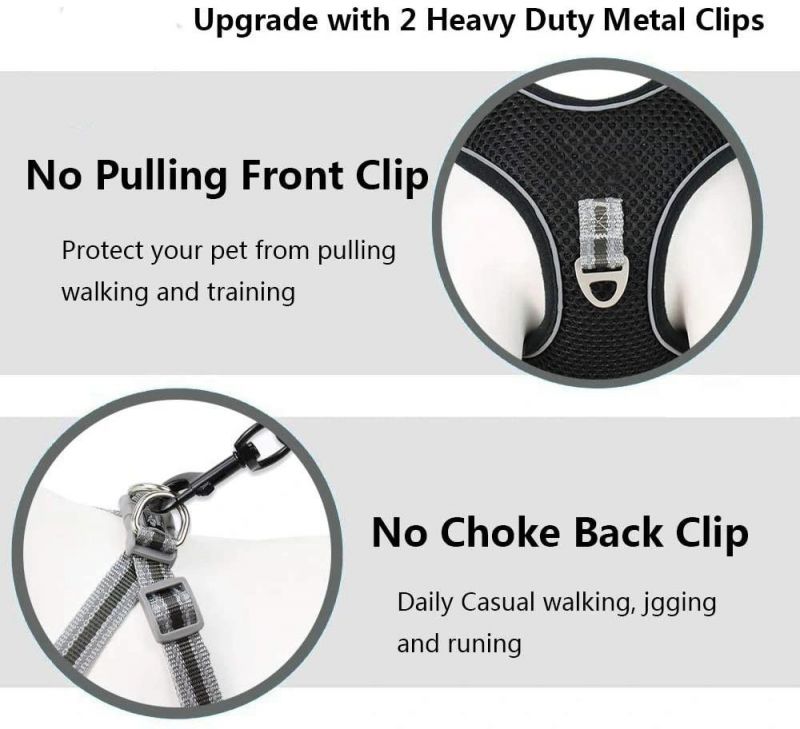 Soft Padded Thicken Air Mesh Dog Harnesses with Handle Leashes
