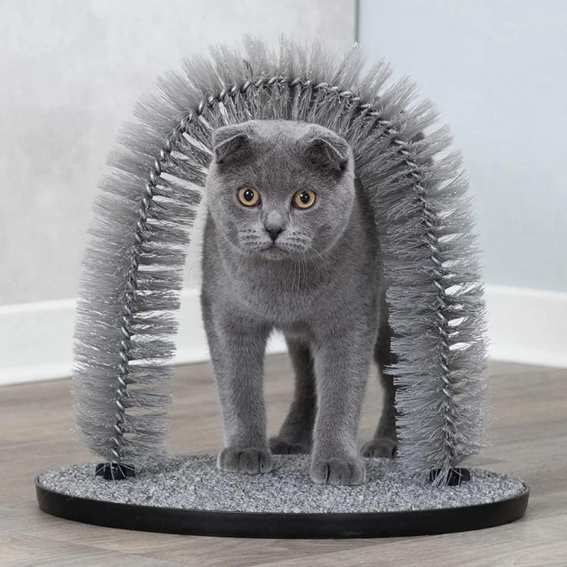 Cat Massager and Self Grooming Arch Bristle Ring Brush Carpet Base Scratcher Cat Self Groomer